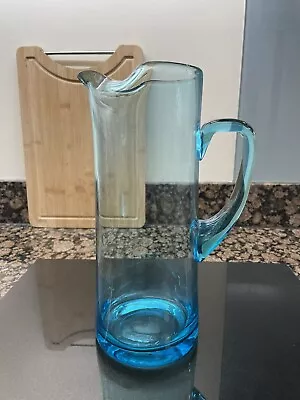 Buy Elegant Stylish Aquamarine Blue Glass Water Jug 25.5cm High • 17.50£