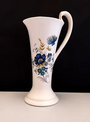 Buy Very Vintage Purbeck Blue And White Vase With Floral Decoration - Good Condition • 7£