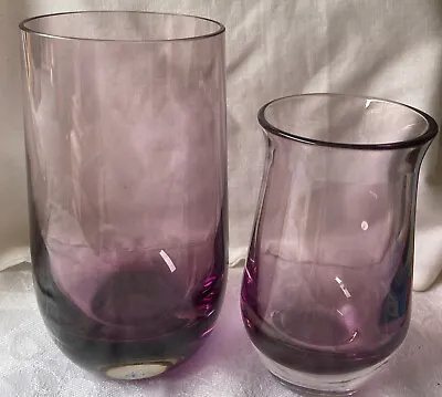 Buy Vintage Amythest Art Glass Vase Lot Of 2 • 14.50£