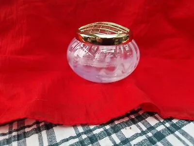 Buy Caithness ? Small Pink And Clear Glass Rose Bowl With Gold Metal Top For Flowers • 5£