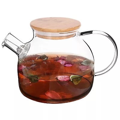 Buy Glass Teapot Loose Tea Leaf Filter Coffee Herbal Pot Jug With Strainer Large 1L • 19.99£
