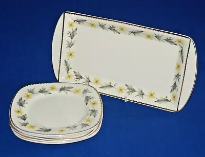 Buy Vintage Portland Pottery Cobridge 6 Piece Yellow Floral Sandwich, Cake Plate Set • 10.99£