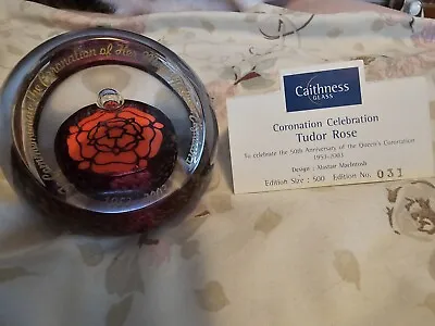 Buy Caithness Glass Tudor Rose Paperweight Her Majesty Queen Elizabeth II • 120.55£