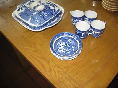 Buy Vintage Adderley Ware  'Old Willow'  Blue & White Divided Dish Pattern China • 25£
