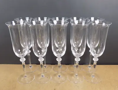 Buy 10 Sasaki Crystal Isabelle Champagne Flutes Frosted Petal Ball Stem     (it#bx) • 175.62£