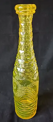 Buy Victorian Bohemian Decorative Yellow Uranium Cut Glass Bottle Decanter 1890/1910 • 135£