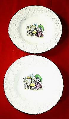 Buy PAIR OF ALFRED MEAKIN WHITE 10.5 Inch PLATES With CRINOLINE LADY  • 5.80£