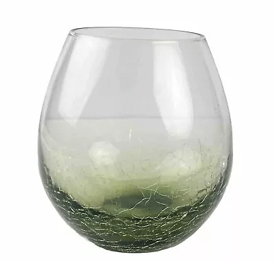 Buy Pier 1 Olive Green 4  Crackle Bottom 16 Oz Stemless Wine Cocktail Glass • 14.39£