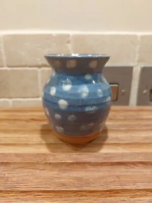 Buy Vtg Buckfast Abbey Studio Pottery Small Posy Vase Blue Spotty Made In England • 7.99£
