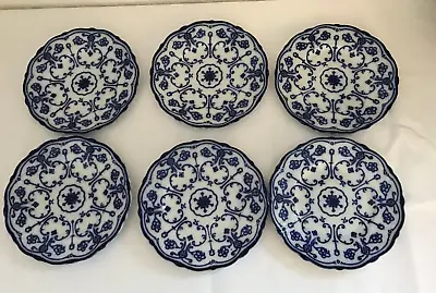 Buy Rare Antique Blue Flow Pottery CONWAY NEW WHARF Art Nouveau Plates X 6 • 24.99£