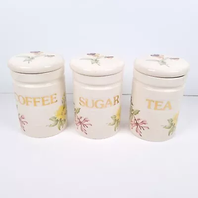 Buy Kernewek Pottery Floral Tea Coffee Sugar Canisters Storage Jars Cornwall Vintage • 28£
