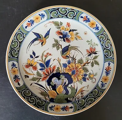 Buy Royal Delft De Porceleyne Fles Polychrome Hand Painted Plate Birds Flowers 23cm • 65£
