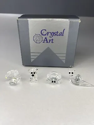 Buy Crystal Art - Small Pearl Bear Turtle Snail Figurine Glass Rare Gift Set Of 4 • 26.19£