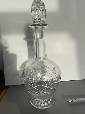 Buy Crystal Cut Glass Decanter Round Tall Neck Vintage • 24£