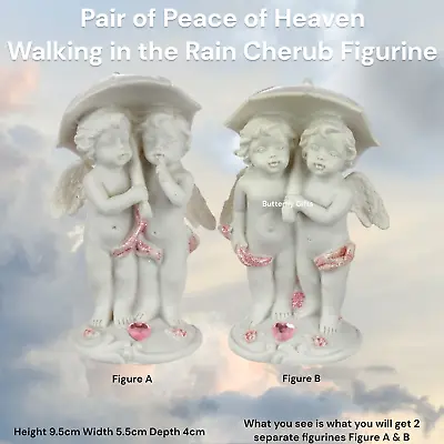 Buy PAIR Of Cherub Ornament Tealight Holder Angel Figurine Heart Gift Peace Heaven • 12.95£