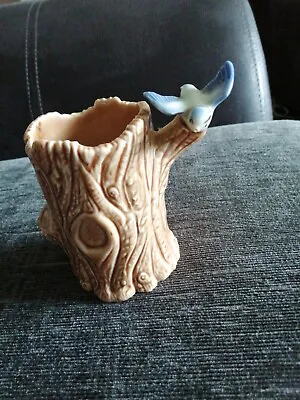Buy Vintage Wade English Porcelain Tree Trunk Vase With Bluebird Chip To Bird  • 4£