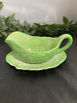 Buy Vintage Carlton Ware Small Green Novelty Leaf Sauce Boat/ Stand   • 19.99£