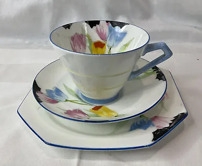Buy Vintage Paragon F2209 Tulip Pattern Trio Cup Saucer Plate Art Deco Hand Painted • 85£