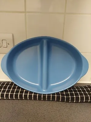 Buy Cloverleaf Pottery Stoneware Blue Divided Serving Dish Dishwasher Oven Safe • 14£