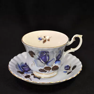 Buy Royal Albert Blue Rose #4503 Footed Cup & Saucer Montrose Shape W/Gold 1962-1969 • 60.51£