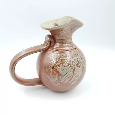 Buy Salt Glazed Jug Ceramic Vintage Stoneware Rustic French Signed Studio Pottery  • 17.95£