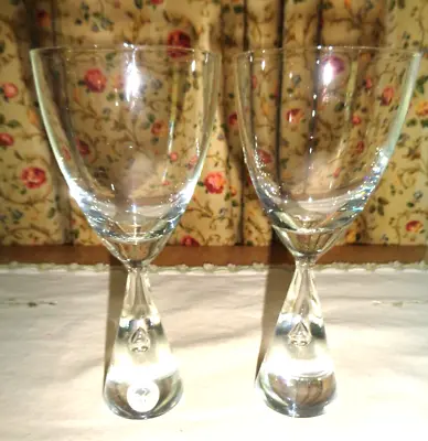 Buy 2 Vintage Holmegaard Danish Glass “princess” Claret Wine Glasses-teardrop Bubble • 38.41£
