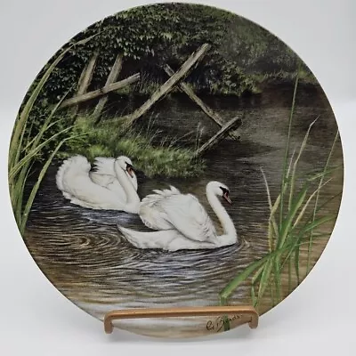 Buy Beautiful Vintage Fine Porcelain Royal Worcester Swan Lake Plate 1990 • 12.99£