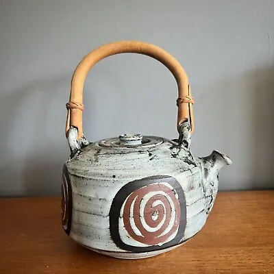 Buy Vintage Briglin Studio Pottery Tea Pot With Bamboo Handle  • 20£