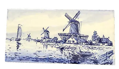 Buy Delft Tile Blue & White Old Dutch Windmill And River Scene Hanging Hook FP&P • 13£