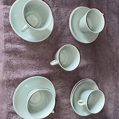 Buy 5 X Green Woods Ware Beryl Espresso Cups & Saucers - Very Good Condition Vintage • 15£