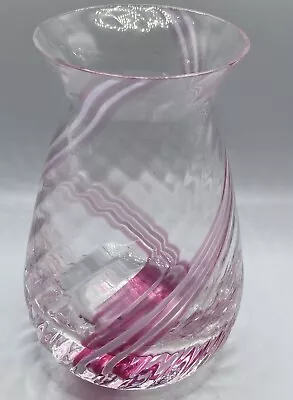 Buy Vintage Caithness Glass Large Vase Pink White Stripe • 15£