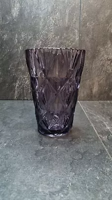 Buy Purple Glass Diamond Design Glass Vase 15cm Height • 6£