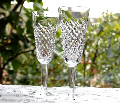 Buy Waterford Crystal Alana Champagne Flutes Set Of 2 Vintage Mint Made In Ireland • 89£
