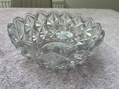 Buy Vintage Heavy Cut Crystal Glass Fruit Bowl 21.5 Cm Wide X 9.5 Cm High • 8£