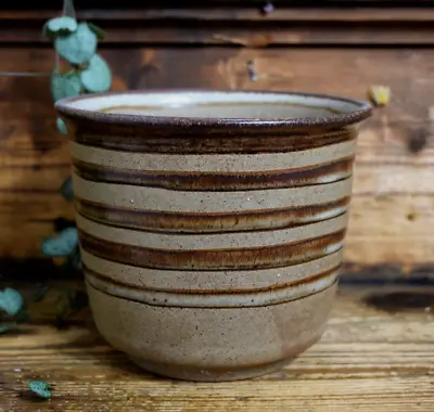 Buy Vintage Grayshott Pottery Striped Stoneware Plant Pot Boho • 10£