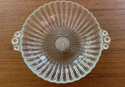 Buy Vintage Clear Glass Serving Bowl With Dots And Ribbed Panels And 2 Handles • 11.57£