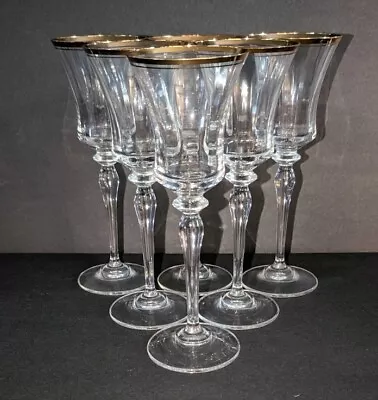 Buy Mikasa Jamestown Crystal Gold Rimmed Wine Glasses Set Of 6 Nice Condition • 48.02£
