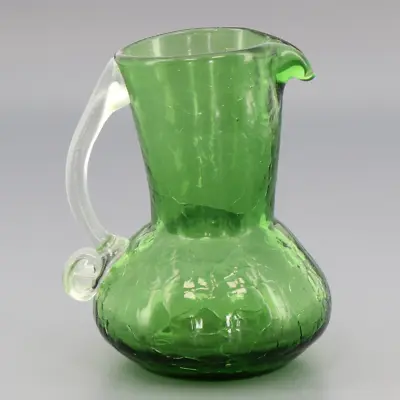 Buy Vintage Kanawha Apple Green Crackle Glass Miniature Pitcher Style Vase #559 • 9.45£