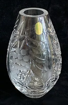 Buy Vtg Bleikristall 24% Lead CRYSTAL VASE Germany Clear Etched Cut Glass 6” • 9.44£
