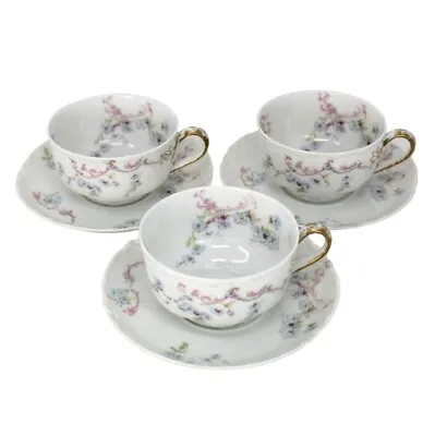 Buy Set Of 3 Haviland Limoges France Cups And Saucers Schlieger 63e For Chas Mayer • 57.83£
