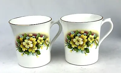 Buy Rosina Fine Bone China Queen's Yellow Roses Cup Mug Made In England Set Of 2 • 15.30£