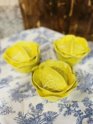 Buy Secla Yellow Cabbage Ware Soup Tureen Bowls With Lids Portugal Vintage Majolica • 75.15£