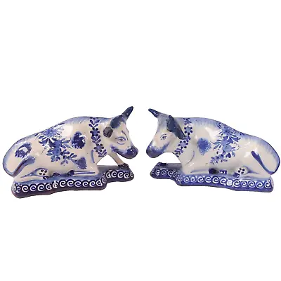 Buy Delft Pottery Cow Mantles Blue White Signed B Pair Circa 1900s • 220£