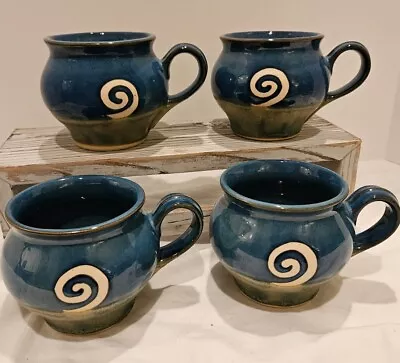 Buy (4) Jack Opatsy Irish Pottery. Potbelly Mugs. Ireland Swirl Blue Green.  • 57.54£