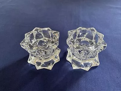 Buy Vintage Pair Of Decorative Glass Candle Or Small Tealight Holders • 12.99£