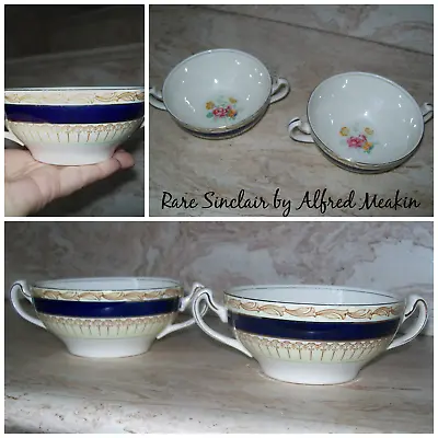 Buy Rare 2 SINCLAIR By Alfred Meakin Measin Pattern Bleu De Roi Teacup Small Bowl • 52.18£