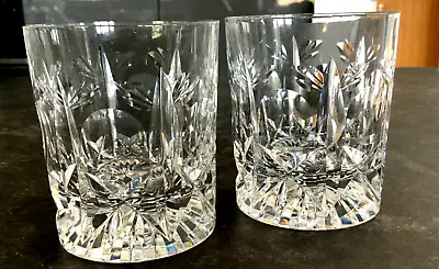 Buy Superb Pair Of Cut Glass Bevelled Crystal Whiskey Glasses • 32£