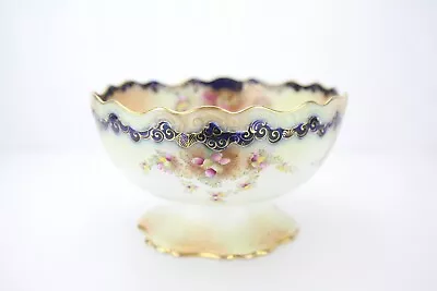 Buy Antique(c1910) Carlton Ware Centre Piece Bowl, Floral Cornucopia & Gold Gilding • 78£