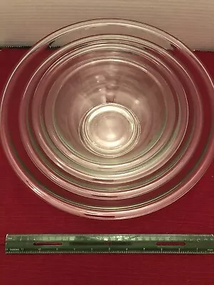 Buy Vintage Pyrex Clear Glass Mixing Nesting Bowls Heavy Duty 4 Pc Set- Made In USA • 28.45£