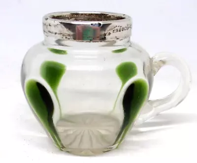 Buy ART NOUVEAU LOETZ ( ? ) Tadpole GLASS CUP With HALLMARKED SILVER RIM 1920 . • 20£